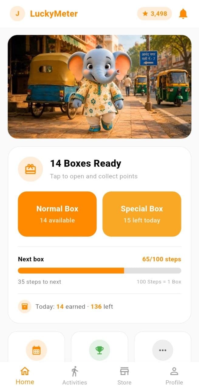 LuckyMeter home screen showing Walking Mode and Driving Mode